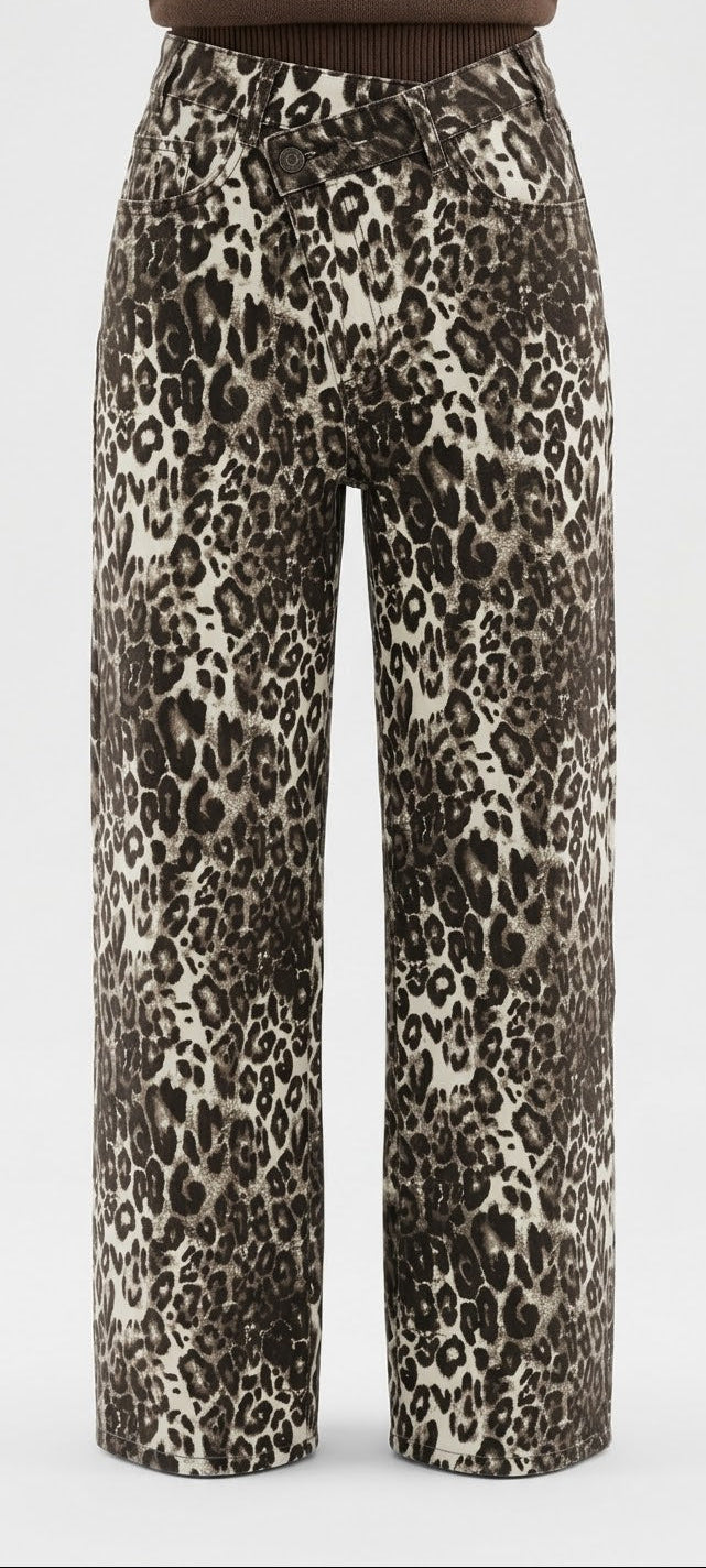 JEANS WIDE LEG ANIMAL PRINT