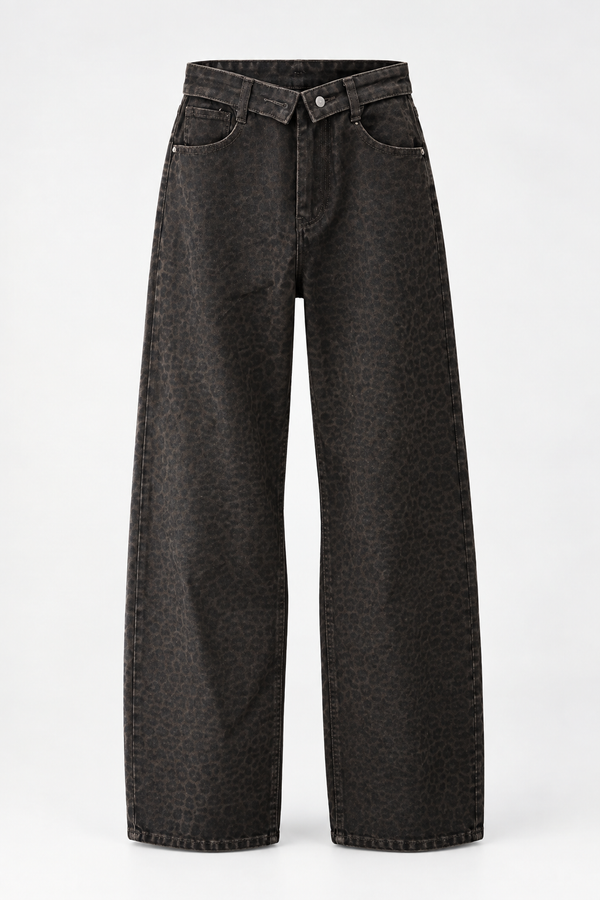 JEANS BALLON ANIMALPRINT CINTURILLA DOBLADA