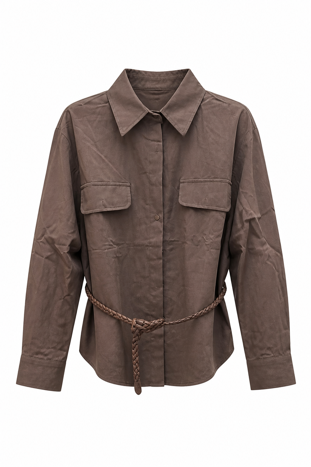 CAMISA EFECTO LINO CON CINTURON