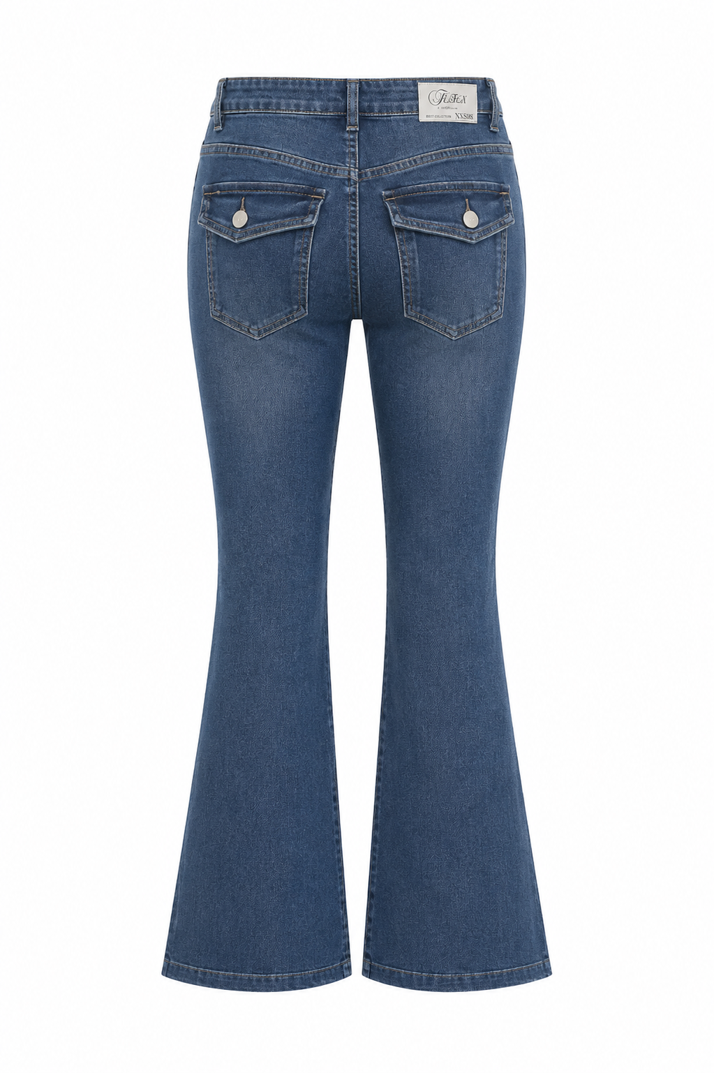 JEANS FLARE BOLSILLOS TAPETA Y BOTON