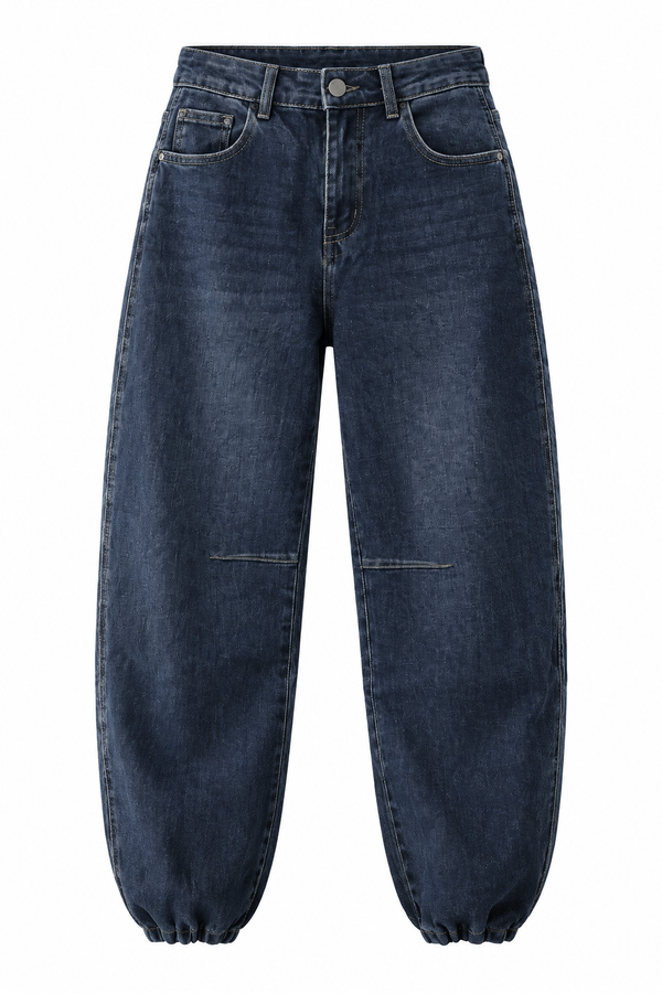 JEANS BARREL PUÑO ESTRUCTURA RODILLA