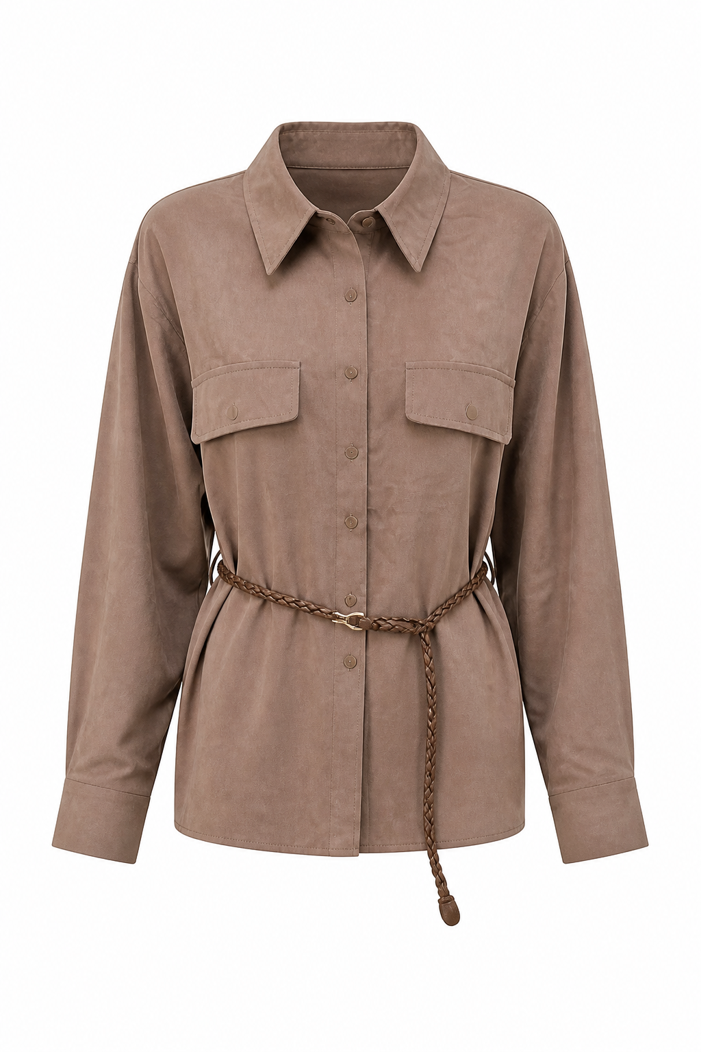 CAMISA EFECTO LINO CON CINTURON