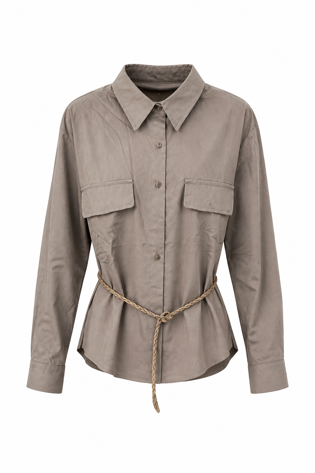 CAMISA EFECTO LINO CON CINTURON